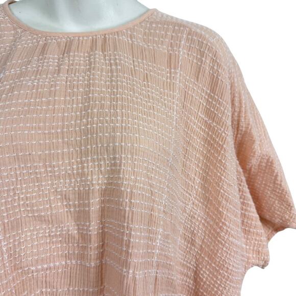J Jill Pure Pink Blush Dolman Short Sleeve Oversized Embroidered Cotton Top L - Picture 6 of 16